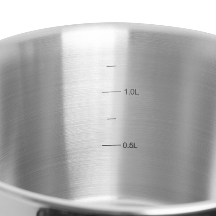 Ковш Fissman TIERNO 16x9,5 см/1,5 л со стеклянной крышкой нержавеющая сталь (5488)