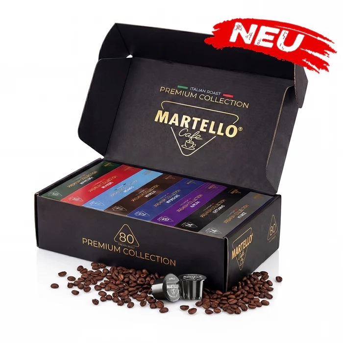Кофемашина капсульная белая Smart Martello и набор 80 кофейных капсул Premium Selection Box Martello
