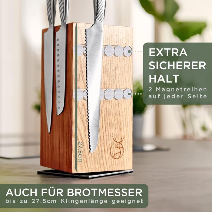Магнітний обертовий блок для ножів з деревини дуба WALDWERK