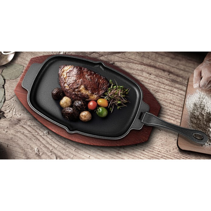 Чугунная сковорода со съемной ручкой и подставкой 33,5х21 см GRILLI 777201 Код: 012734