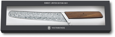 Кухонный нож Victorinox Swiss Modern Bread & Pastry Damast 22см мин. грецкого ореха. перо (огр. изд. 1884 г.)