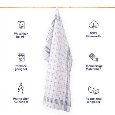 Набір кухонних рушників преміум-класу Blumtal з 10 предметів - Високоякісні кухонні рушники, 100 бавовна, синій у клітинку, 50x70 см, 10 предметів, синій