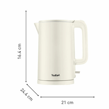 Tefal Электрочайник Thermo Protect, 1.5л, пластик, нержавеющая сталь, светло-бежевый