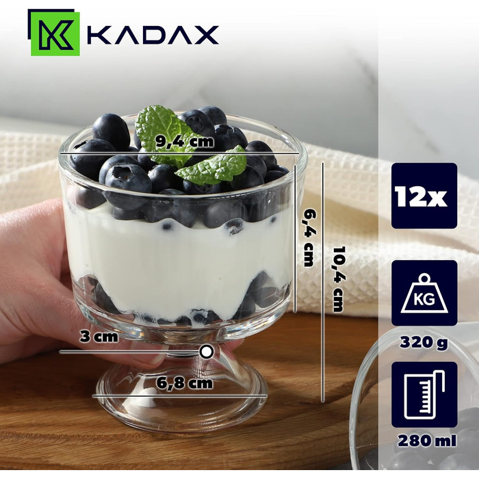 Набір креманок для мороженого 12 шт. 280 мл KADAX