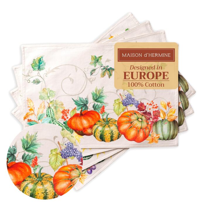 Бавовняні килимки для серветок, набір з 4 шт. , декоративні килимки для серветок, пасхальні килимки, що миються, для свят, вечерь, весни, літа (33 см x 48 см) (17 - Lumina), 39Hermine 100