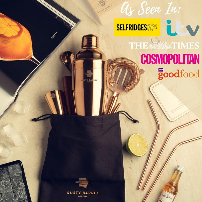 Профессиональный набор для приготовления коктейлей медный Rusty Barrel