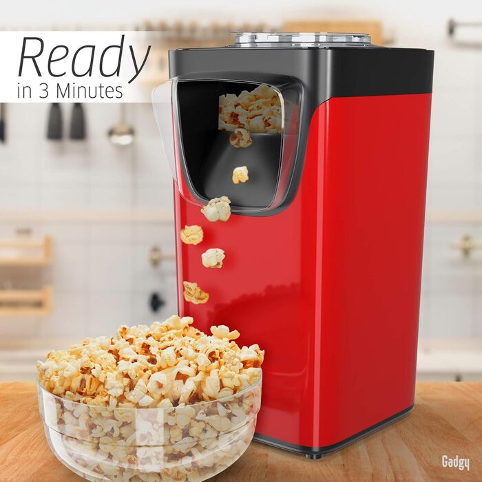 Апарат для попкорну з гарячим повітрям 1100 Вт, червоний Gadgy