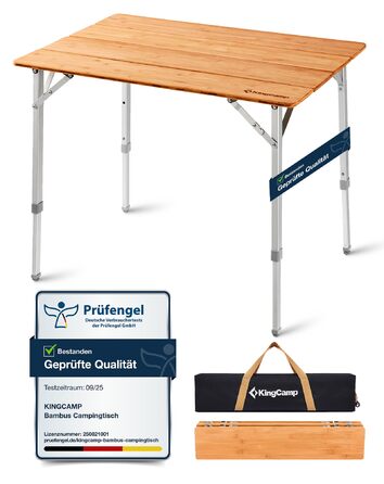 Складний бамбуковий стіл для кемпінгу 100 x 65 см KingCamp
