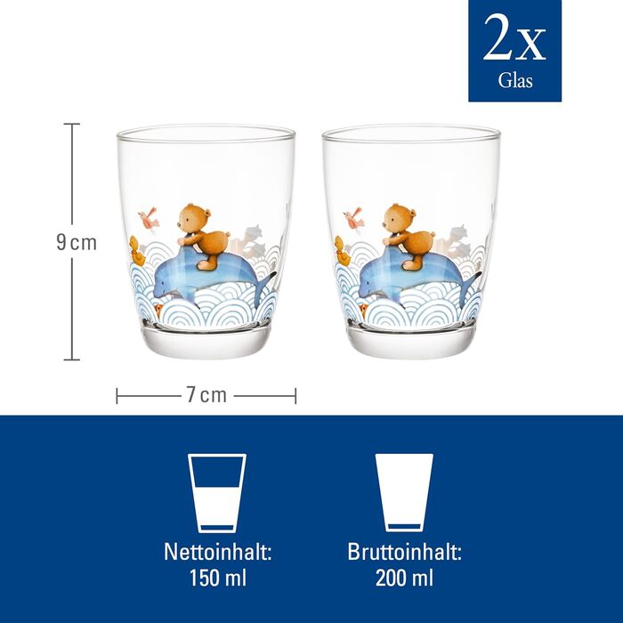Набір з 2 дитячих склянок 150 мл Happy As A Bear Villeroy & Boch