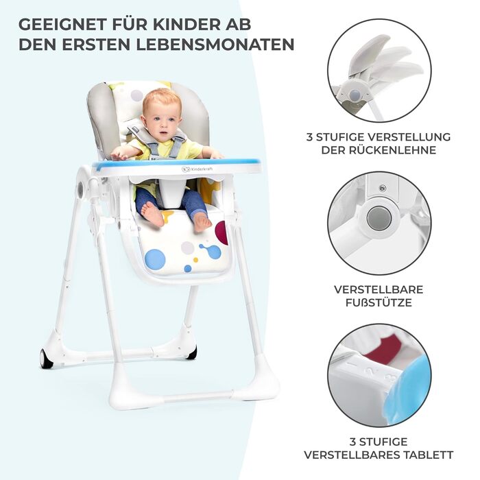 Дитячий стільчик для годування з перших місяців життя YUMMY kk Kinderkraft