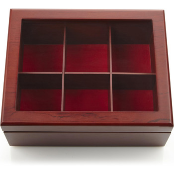 Чайна скринька від Apace Living - Розкішна дерев&39яна скринька для зберігання чаю - 8 відділень для зберігання чайних пакетиків - Чайна скринька ручної роботи з віконцем, стійким до подряпин - Елегантна скринька для зберігання чайних пакетиків (палісандр