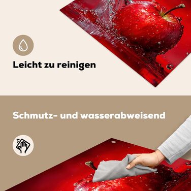 Фартух для плити, кухонний фартух, вініл, 78x52 см, декор для кухні, облицювання стіни, кришка для плити - сіро-чорна (яблуко - сплеск, 51,6Д x 57,6Ш см)