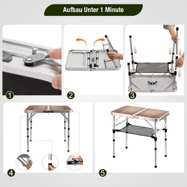 Складной алюминиевый стол для кемпинга коричневый ARATERVIO