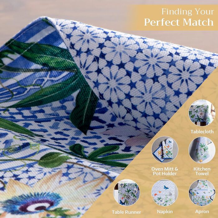 Бавовняні килимки для серветок, набір з 4 шт. , декоративні килимки для серветок, пасхальні килимки, що миються, для свят, вечерь, весни, літа (33 см x 48 см) (038 - Пасифлора), 39Hermine 100