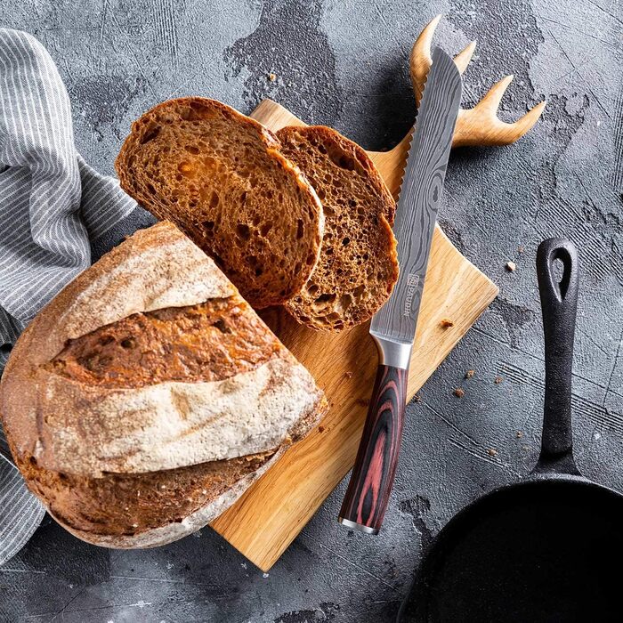 Профессиональный нож для хлеба с серейторной заточкой 20 см PAUDIN
