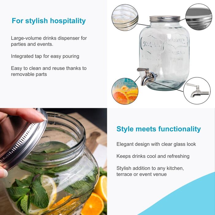 Диспенсер для напитков стеклянный 4 л INTIRILIFE