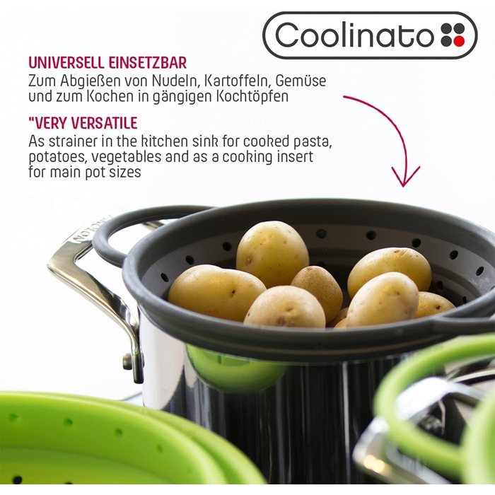 Складаний силіконовий друшляк 24 см червоний Coolinato