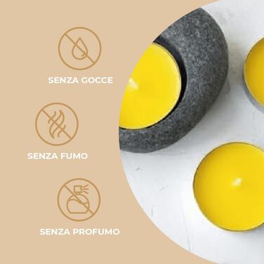 Свічки Horeca - Чайні свічки з цитронелою - Набір свічок, жовті - Ароматичні свічки з часом горіння 4 години - Для використання на вулиці, на балконі, в пікніку, на кемпінгу (25)