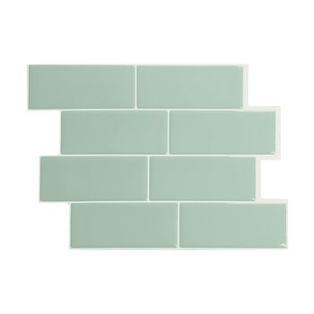 Наклейки для плитки, що самоклеяться - упаковка з 5 аркушів 29,36 см x 21,29 см - 3D самоклеючі ПВХ наклейки для плитки та фартуха для кухні, ванної кімнати та стін, кольорова та водонепроникна плитка (зелена)