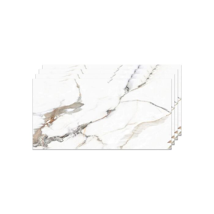 Стінові панелі IZODEKOR під мармур 60x120 см Фартух для кухні ПВХ-облицювання стін для кухні, ванної кімнати Бризкозахисний екран для кухні Водонепроникний та термостійкий (4 панелі, Едемський сад)