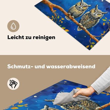 Фартух для плити, кухонний фартух, вініл, 78x52 см, декор для кухні, облицювання стіни, кришка для плити - сіро-чорна (під сов - пофарбована, 51,5Д x 76Ш см)