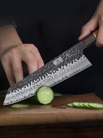 Ніж HOSHANHO Santoku Кухонний ніж ручного кування, ніж Сантоку Гостре лезо 18 см Кухонний ніж з японської серцевини VG10 Ніж для кухарів з ергономічною ручкою Подарункова коробка (ніж для кухарів Kiritsuke 23 см)