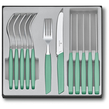 Набір кухонний Victorinox Swiss Modern Table Set 12шт з мятн. ручкою (6 ножів tomato, 6 віделок)