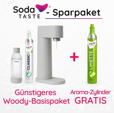 Набор для газирования воды, 4 предмета, классик + лайм, серый Mysoda Woody SodaTASTE