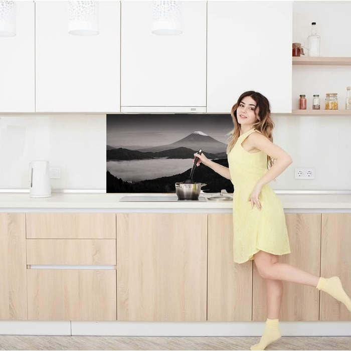 Дизайнерський кухонний фартух з алюмінієвого композиту, кухонний фартух, товщина 3 мм, 60x100 см, (Темні гори)