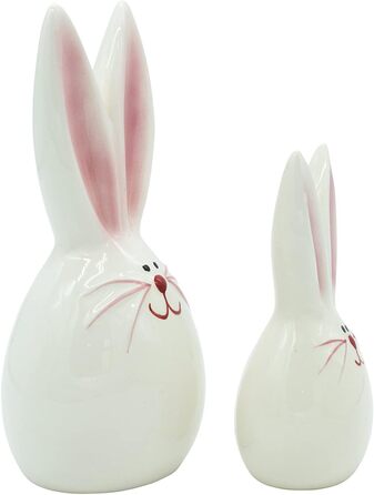 Набір декоративних елементів Heitmann керамічна пасхальна прикраса з порцеляновим ефектом, для встановлення, біла, приблизно 12,5 x 10,5 x 8 см (білий зайчик)