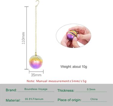 Титановий заварювач для чайних кульок для розсипного чаю 3.5 см міні-фільтр для чаю з подовженим гачком Легкий чай крутіший Дуже дрібна сітчаста кулька Аксесуари для приготування спецій Ti3206D (багатобарвистий)