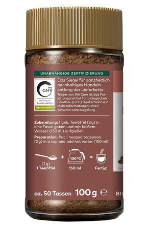 Розчинна кава Gourmet 100% арабіка в скляній банці 100 г Lebensbaum