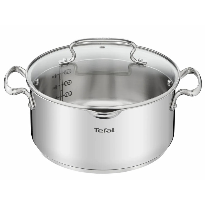 Tefal Каструля DUETTO+, 5л, з кришкою, нержавюча сталь, скло