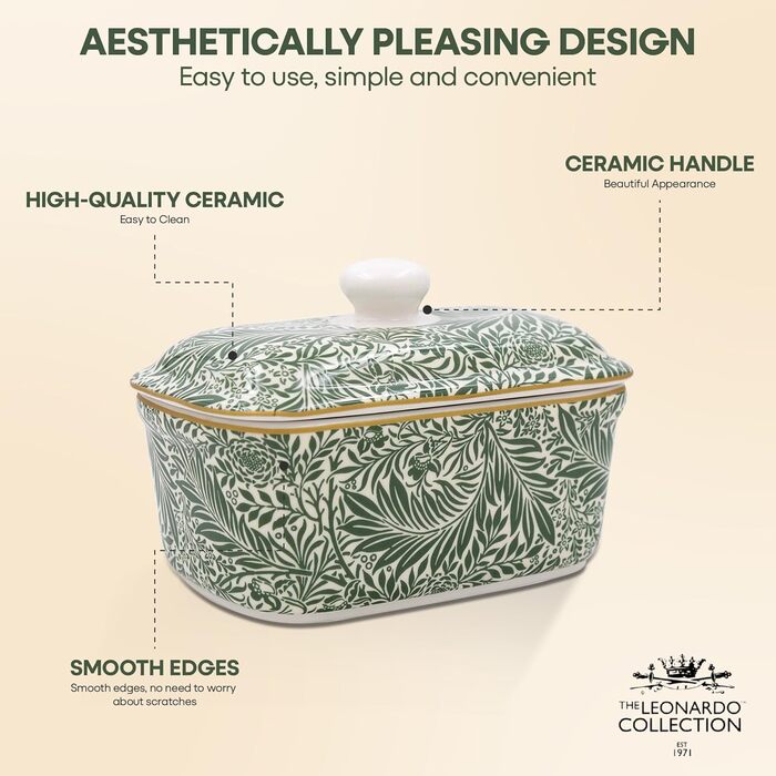 Маслянка з кришкою, китайська кераміка, з гарними акварельними мотивами, дизайн від галереї Дженніфер Роуз для Busy Bees (Delphinium)