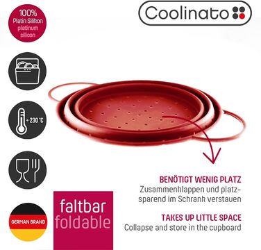 Складаний силіконовий друшляк 24 см червоний Coolinato