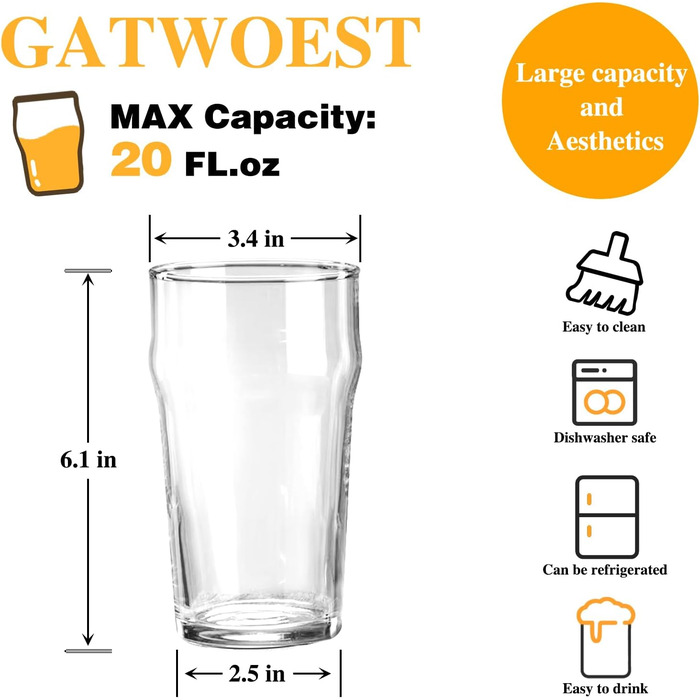 Премиальные пивные бокалы 4 шт 590 мл GATWOEST