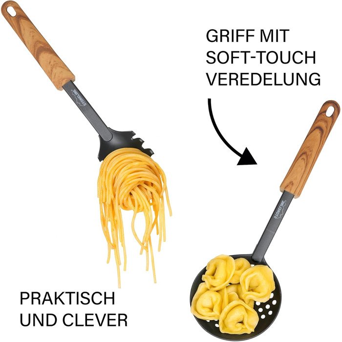 Набір кухонного начиння Back to Nature, імітація дерева, 9 предметів STONELINE