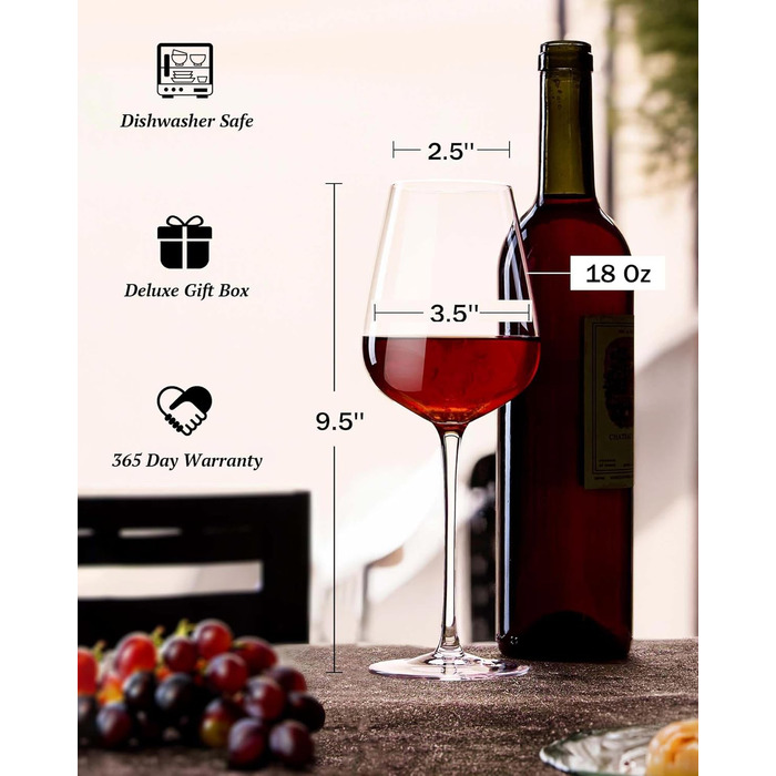 Набор из 6 бокалов для красного вина 510 мл JBHO