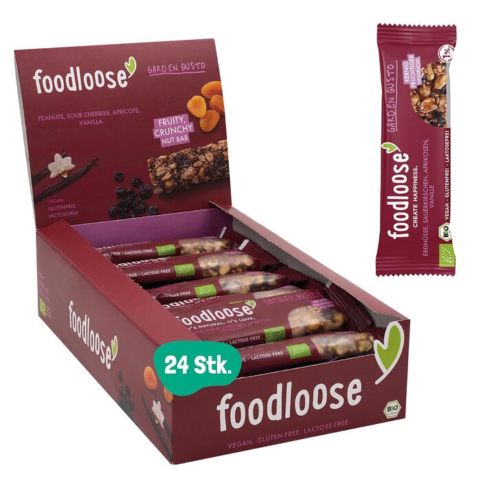 Органічні горіхові батончики fooloose Веганські органічні батончики без лактози та глютену, без рафінованого цукру Упаковка з 6 різними сортами (24 батончики x 35 г) ука (упаковка з 24 шт.) (Garden Gusto, ука (упаковка з 24 шт.))