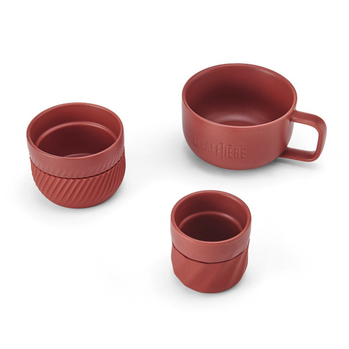 Набор чашек Kitchen Craft LA CAFETIERE Family Mug Red, фарфор, темно-красный, 3 пр.