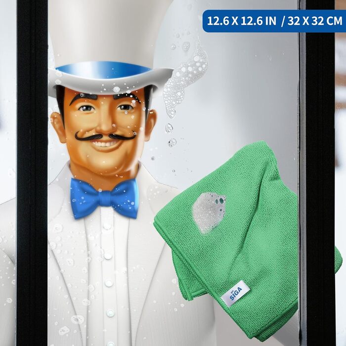 Серветки з мікрофібри 32 х 32 см, набір 12 предметів, зелені MR.SIGA