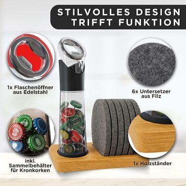 Відкривачка для пляшок з контейнером для кришечок з тримачем wortek