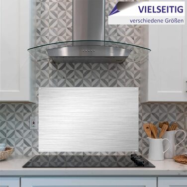 Кухонний фартух INDIGOS UG для плиткового фартуха - - - Бризкозахисна алюмінієва композитна панель, термостійка - Сучасний кухонний фартух, що протирається - Плита та духовка - Облицювання стін (під нержавіючу сталь, 80x65 см)