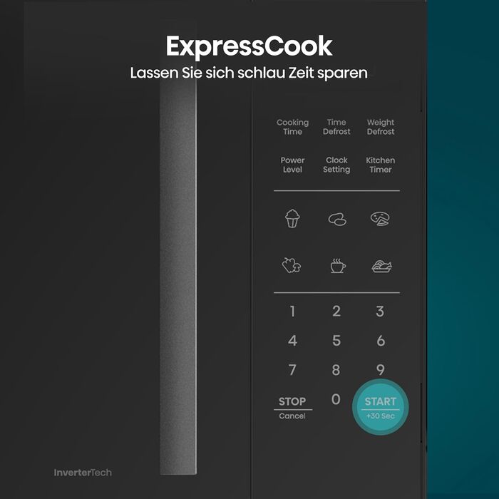 Мікрохвильова піч Hisense H20MOBP1HI / 700 Вт / InverterTech / Керамічне покриття / Преміальне скло / Виготовлена на замовлення, багатофазне приготування / Функція розморожування / 5 рівнів потужності / Блокування від дітей / Чорна (23 л, цифрове керуванн