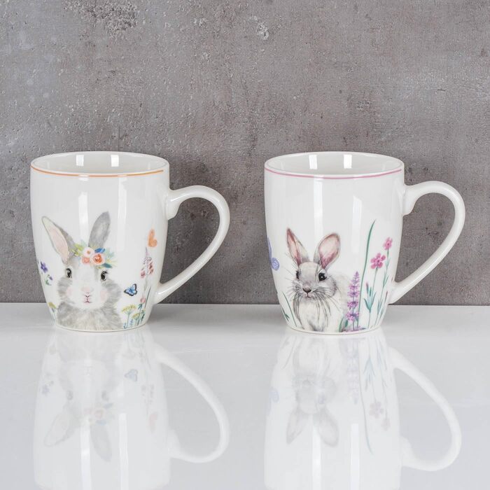 Набір із 4 чашок до великодня з малюнком кролика levandeo