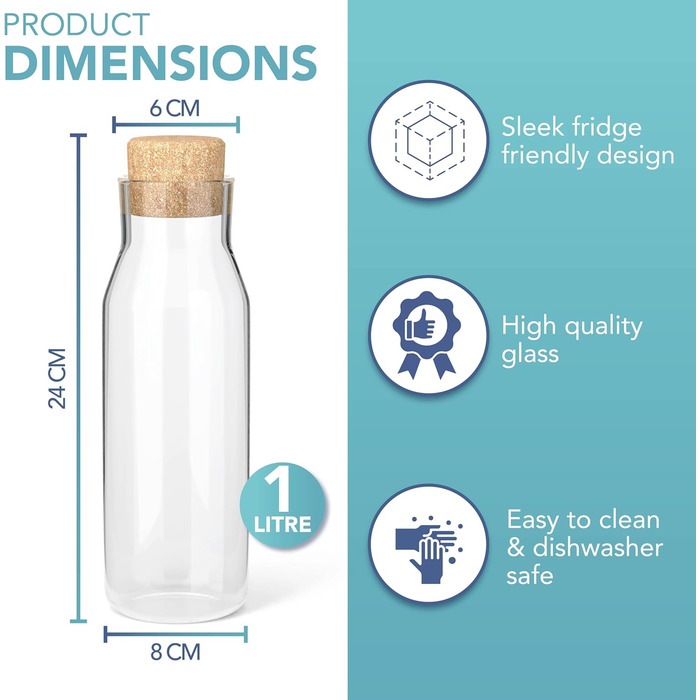 Стеклянные бутылки-графы 4 шт 1 л HEFTMAN