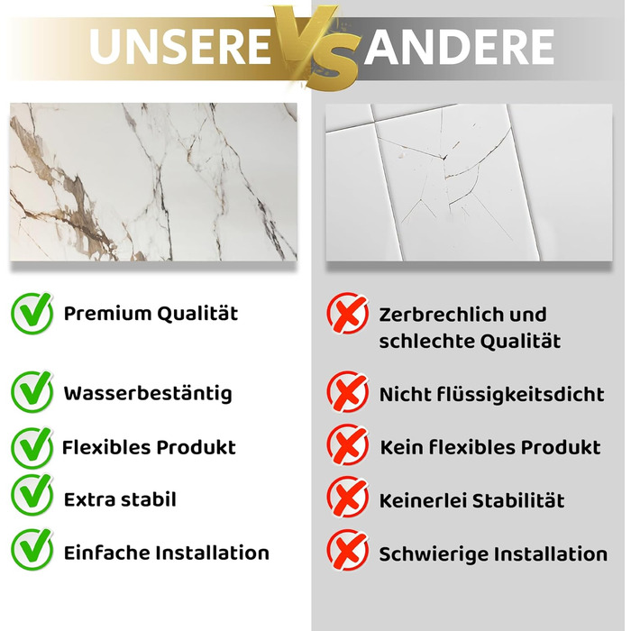 Стінові панелі AS Country Stone під мармур 60x120 см ПВХ-облицювання стіни з пластикових панелей для кухні, ванної кімнати тощо Панель кухонного фартуха (4 шт., вертикальна)