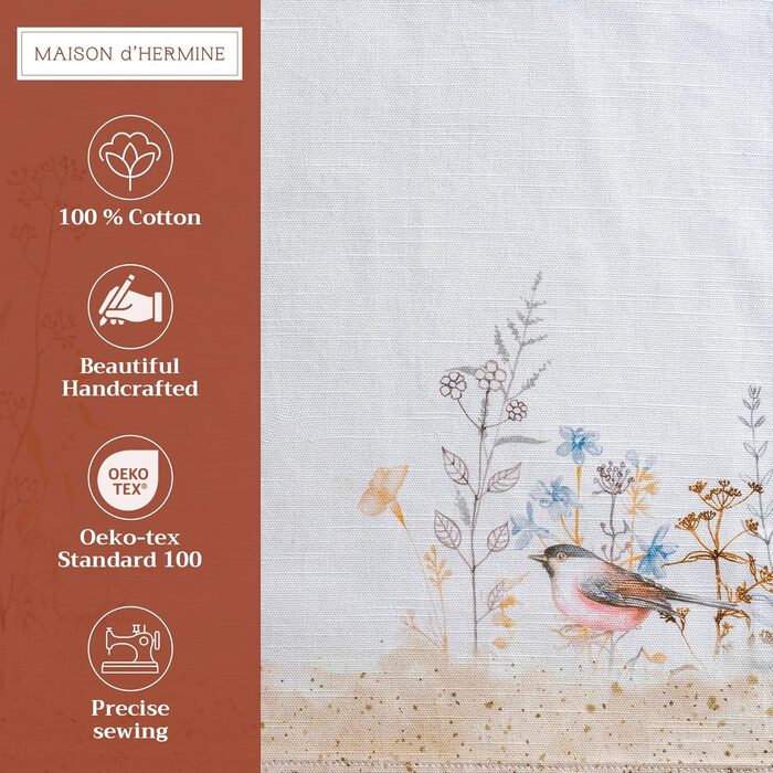 Бавовняні килимки, набір з 4 шт. , декоративні килимки, пасхальні килимки, що праються, для свят, вечерь, весни, літа (33 см x 48 см) (037 - Лугові квіти - Бежевий), 39Hermine, 100