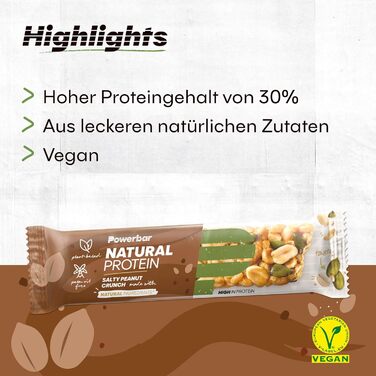 Протеїнові батончики Natural Protein, 24 x 40 г Солоний хрумкий арахіс Powerbar