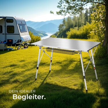 Складной алюминиевый стол для кемпинга 120 x 70,5 см серебряный tectake